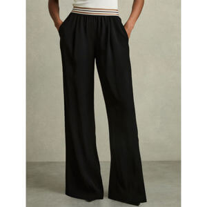 REISS ABS Stripe Waistband Wide Leg Trousers